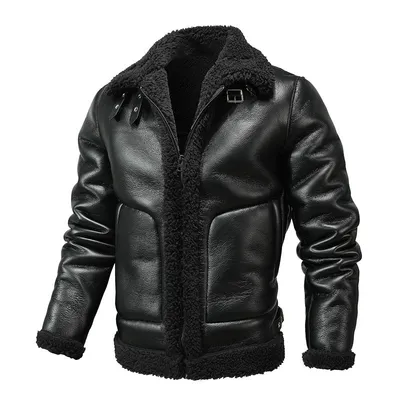 Casual Black Single-breasted Youth Loose Fleece-lined Side Seam Sidekick Lapel