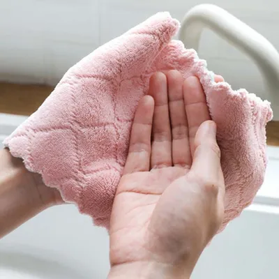 Printed Two-color Double-sided Absorbent Dish Cloth Non-stick Oil Hand Towel Thickening Wipe Tablecloth Kitchen Rag