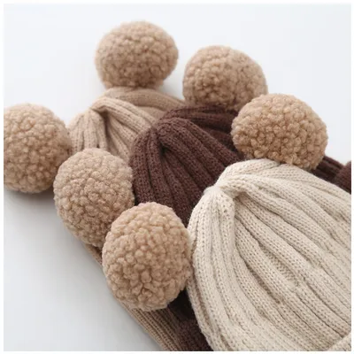 Baby Hat Warm Earflaps Cap Cute Bear Baby Knitted Woolen Cap