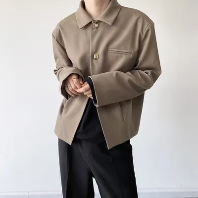 Simple Cold Style Short Jacket Polo Collar Solid Color High-grade Jacket