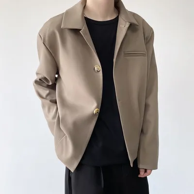 Simple Cold Style Short Jacket Polo Collar Solid Color High-grade Jacket