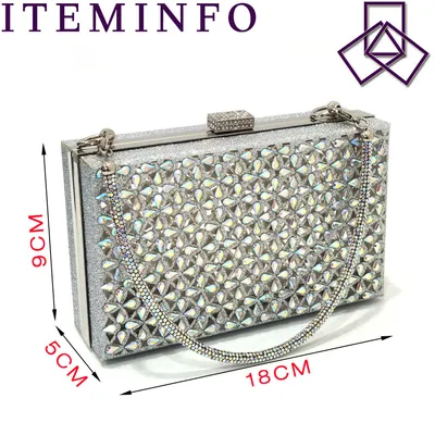 Party Pointed Toe Women's Shoes Back Empty Elastic Band Diamond Face Square Crystal Bag