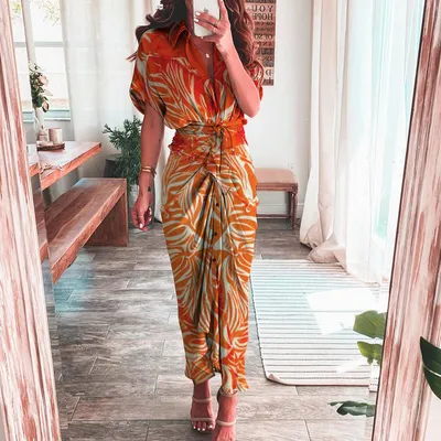 Women's Temperament Fashion Printing Short Skirt Shirt Dress