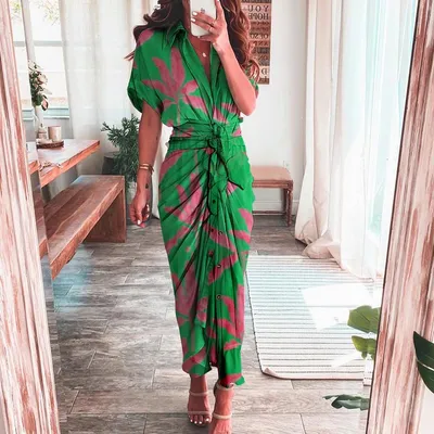 Women's Temperament Fashion Printing Short Skirt Shirt Dress