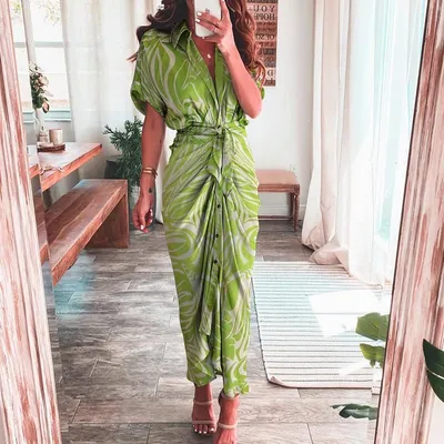 Women's Temperament Fashion Printing Short Skirt Shirt Dress
