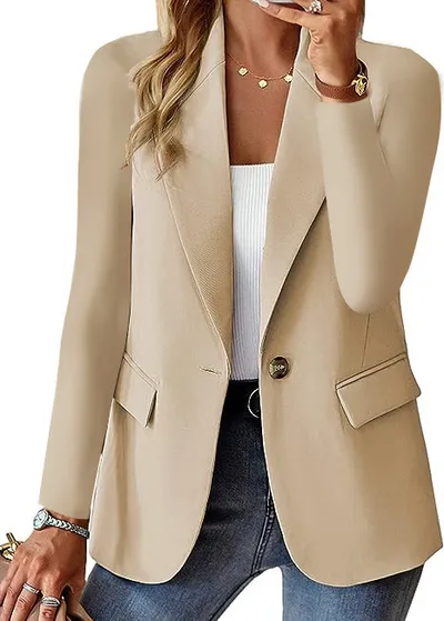 Ins Lapel Button Jacket Fashion Commuter Casual Suit Jacket Women's Long-sleeved Tops Outwear Clothing