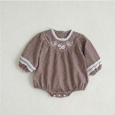 Baby Girl Doll Collar Floral Long-sleeved Triangle Romper