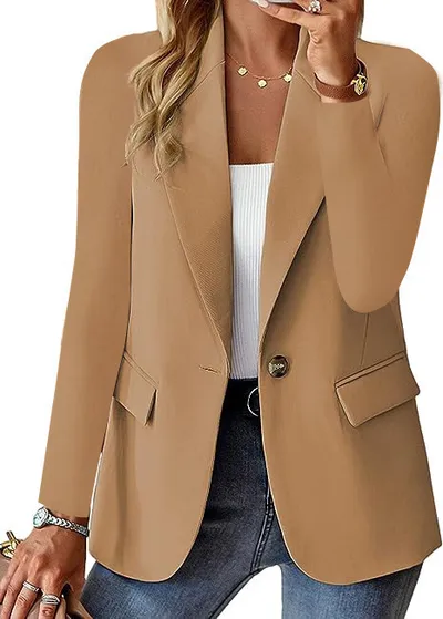 Ins Lapel Button Jacket Fashion Commuter Casual Suit Jacket Women's Long-sleeved Tops Outwear Clothing
