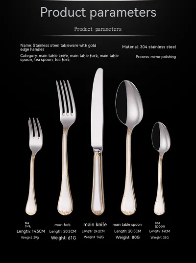 Knife Fork And Spoon Hotel Restaurant Western Tableware Household Light Luxury Tableware Set