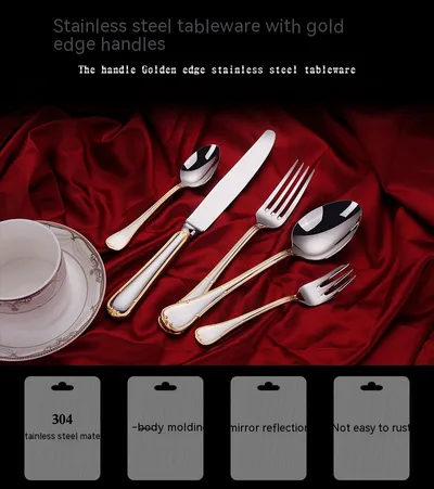 Knife Fork And Spoon Hotel Restaurant Western Tableware Household Light Luxury Tableware Set