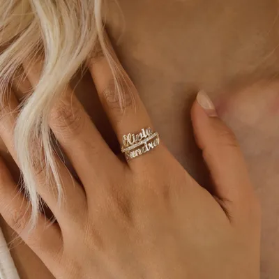 DIY Personalized Double Name Ring 925 Sterling Silver