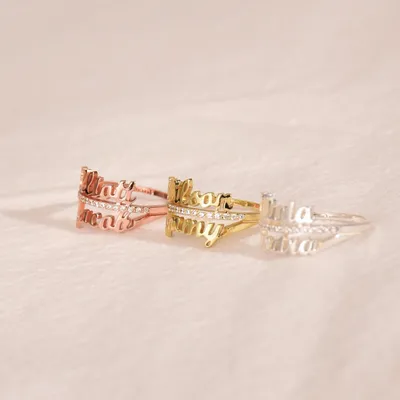 DIY Personalized Double Name Ring 925 Sterling Silver