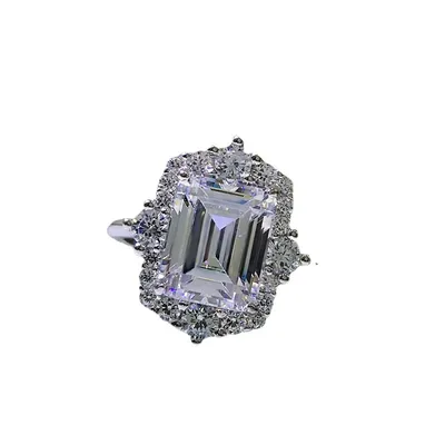 S925 Sterling Silver Rectangular Chamfering Car Flat Ring