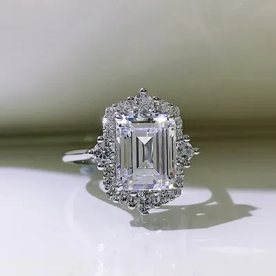 S925 Sterling Silver Rectangular Chamfering Car Flat Ring