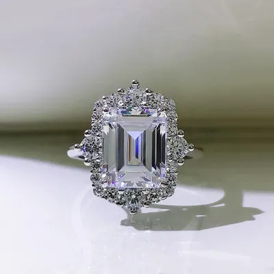 S925 Sterling Silver Rectangular Chamfering Car Flat Ring