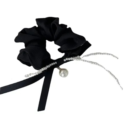 Pearl Bow Pleated High-grade French Style Temperament Lady Hair Ring
