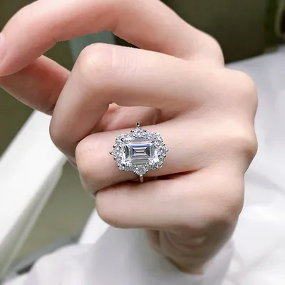 S925 Sterling Silver Rectangular Chamfering Car Flat Ring