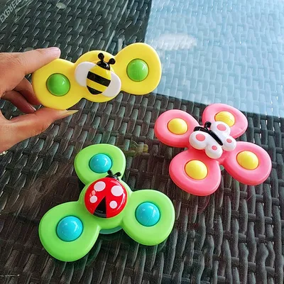 Kids Gyro Insect Sucker Spinner Rattle Bathroom Bath Toys Table Dinner Appease Toys for Baby Toddlers