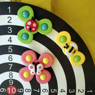 Kids Gyro Insect Sucker Spinner Rattle Bathroom Bath Toys Table Dinner Appease Toys for Baby Toddlers