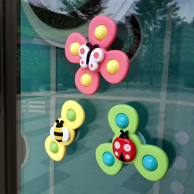 Kids Gyro Insect Sucker Spinner Rattle Bathroom Bath Toys Table Dinner Appease Toys for Baby Toddlers