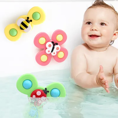 Kids Gyro Insect Sucker Spinner Rattle Bathroom Bath Toys Table Dinner Appease Toys for Baby Toddlers