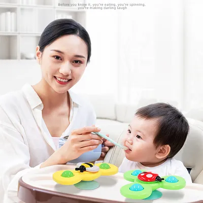 Kids Gyro Insect Sucker Spinner Rattle Bathroom Bath Toys Table Dinner Appease Toys for Baby Toddlers