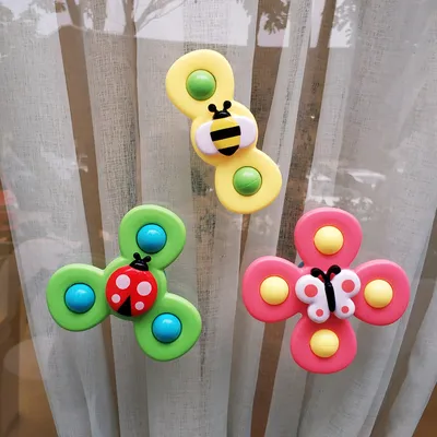 Kids Gyro Insect Sucker Spinner Rattle Bathroom Bath Toys Table Dinner Appease Toys for Baby Toddlers