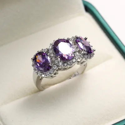 Hot-selling Ornament Light Luxury Purplish Red Zircon Ring