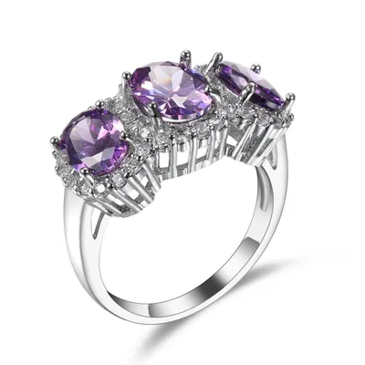 Hot-selling Ornament Light Luxury Purplish Red Zircon Ring