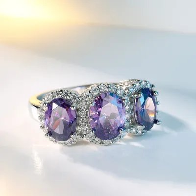 Hot-selling Ornament Light Luxury Purplish Red Zircon Ring