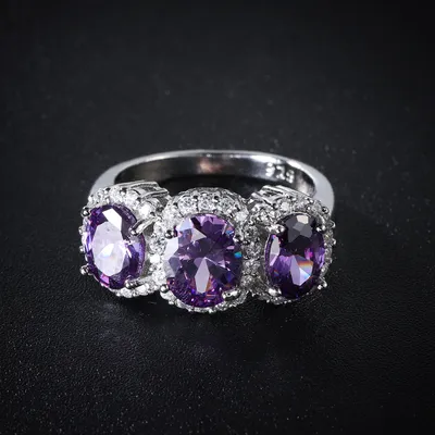Hot-selling Ornament Light Luxury Purplish Red Zircon Ring