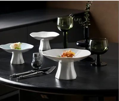 Ceramic Home Snacks High-leg Plate Display Dish
