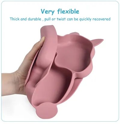 Silicone Squirrel Tableware Baby Silicone Food Supplement Set Baby Spork Integrated Silicone Plate Suit