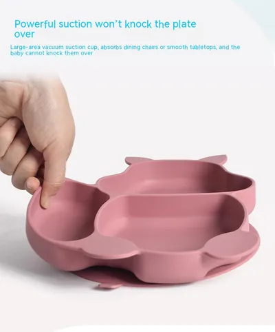 Silicone Squirrel Tableware Baby Silicone Food Supplement Set Baby Spork Integrated Silicone Plate Suit