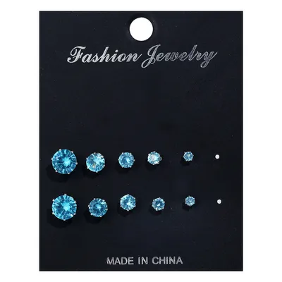 Zircon Stud Earrings Women Drill 12pcs