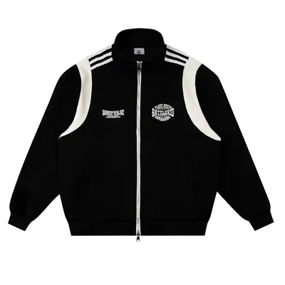 Autumn And Winter Loose Contrast Color Leather Patchwork Three-bar Jacket For Men