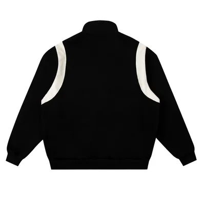 Autumn And Winter Loose Contrast Color Leather Patchwork Three-bar Jacket For Men
