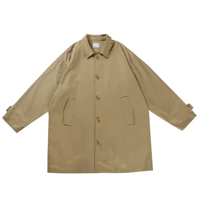 Simple Casual Trench Men's Mid-length Overhat Retro Solid Color Lady Couple Coat