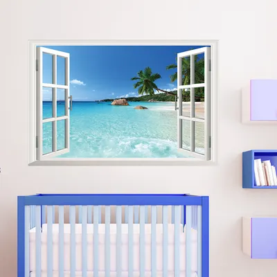 Sea view home window wall sticker