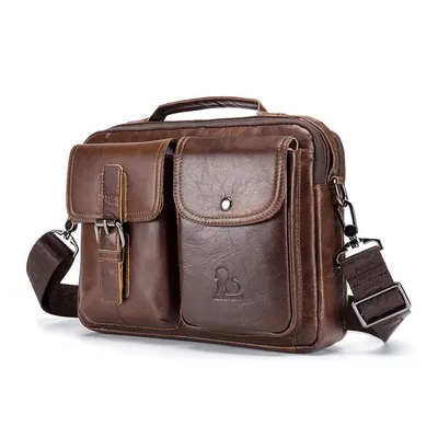 Cowhide men's diagonal bag