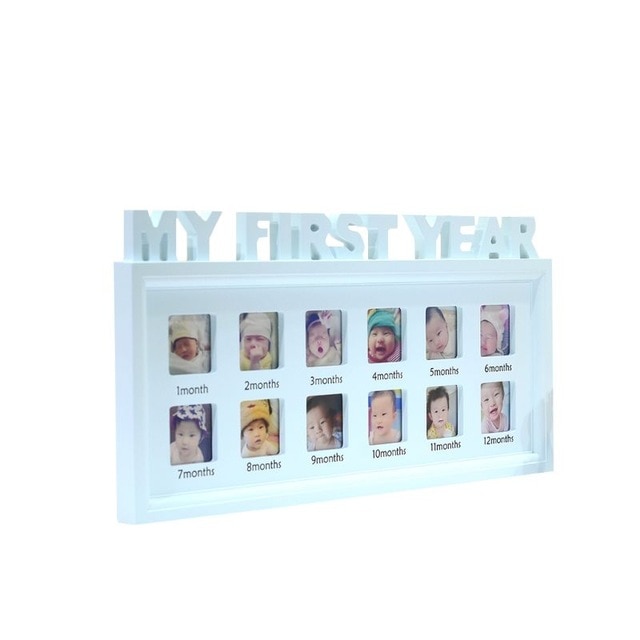 Creative DIY 0-12 Month Baby MY FIRST YEAR Pictures Souvenirs Commemorate Kids Growing Memory Gift Display Plastic Photo Frame