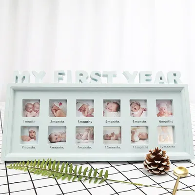 Creative DIY 0-12 Month Baby MY FIRST YEAR Pictures Souvenirs Commemorate Kids Growing Memory Gift Display Plastic Photo Frame