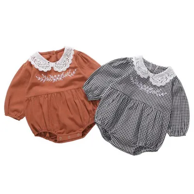 Plaid baby long sleeve Romper