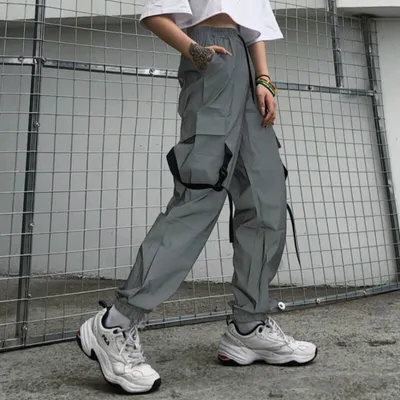 Women's hip-hop reflective trousers