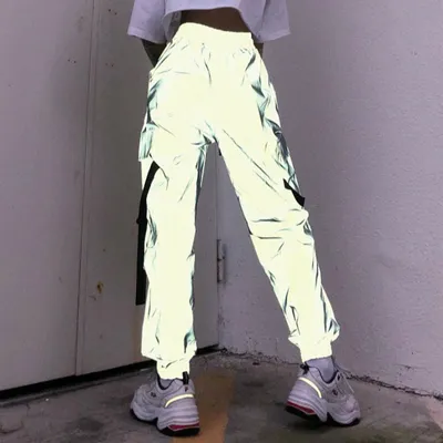 Women's hip-hop reflective trousers