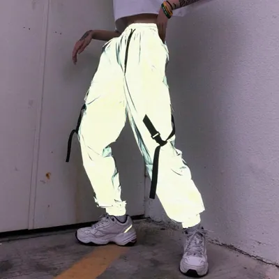 Women's hip-hop reflective trousers