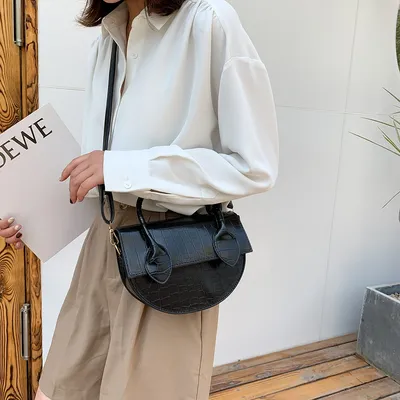 All-match texture one-shoulder portable saddle bag