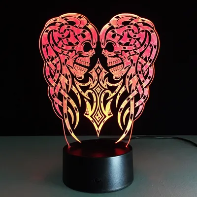 Flower skull 3D night light
