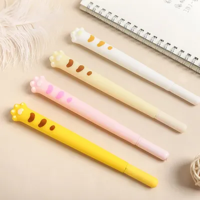 4 pcs Cute cat paw gel pen set 0.5mm ballpoint Black color ink pens writing kitties claw Stationery