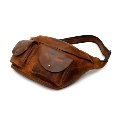 Men's Chest Bag Leather Belt Bag Retro First Layer Leather Crossbody Bag